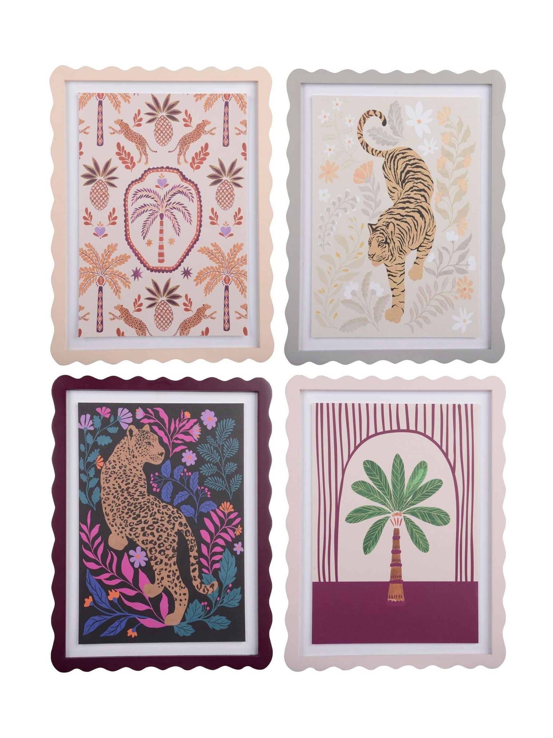 Decoris leopard palm wall art set of 4 - British product