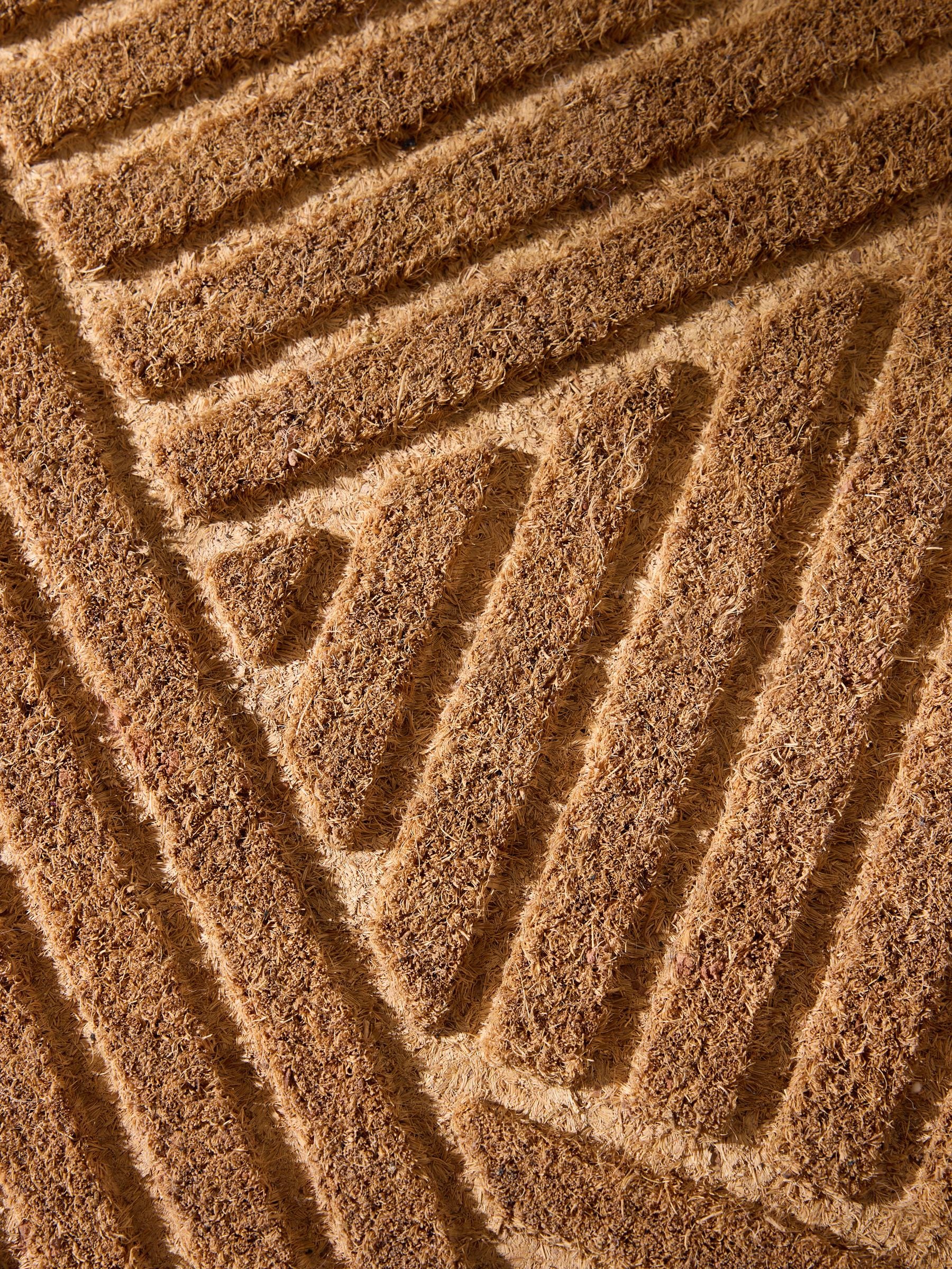 Natural embossed stripe coir doormat - British product