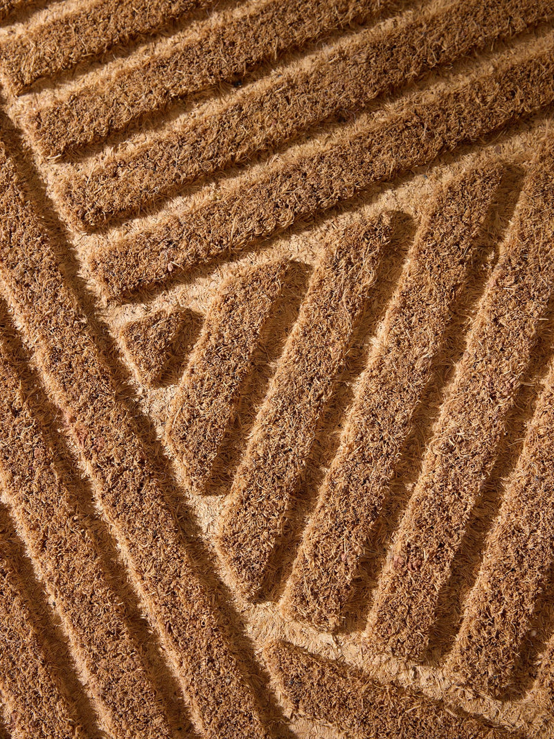 Natural embossed stripe coir doormat - British product