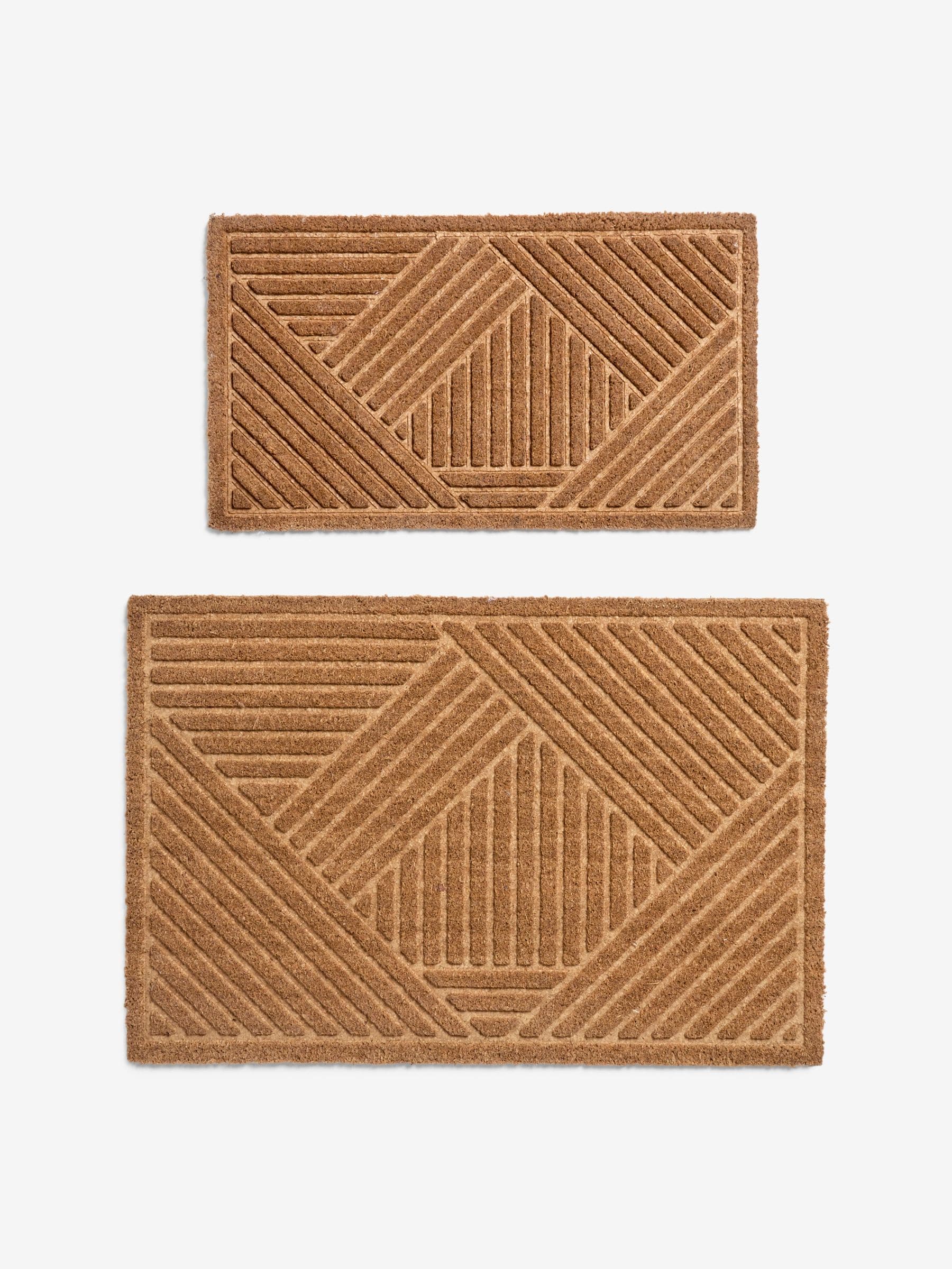 Natural embossed stripe coir doormat - British product