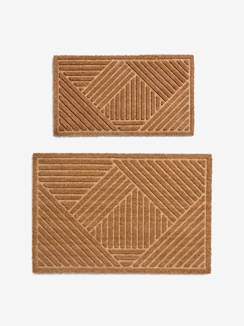 Natural embossed stripe coir doormat - British product