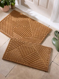 Natural embossed stripe coir doormat - British product