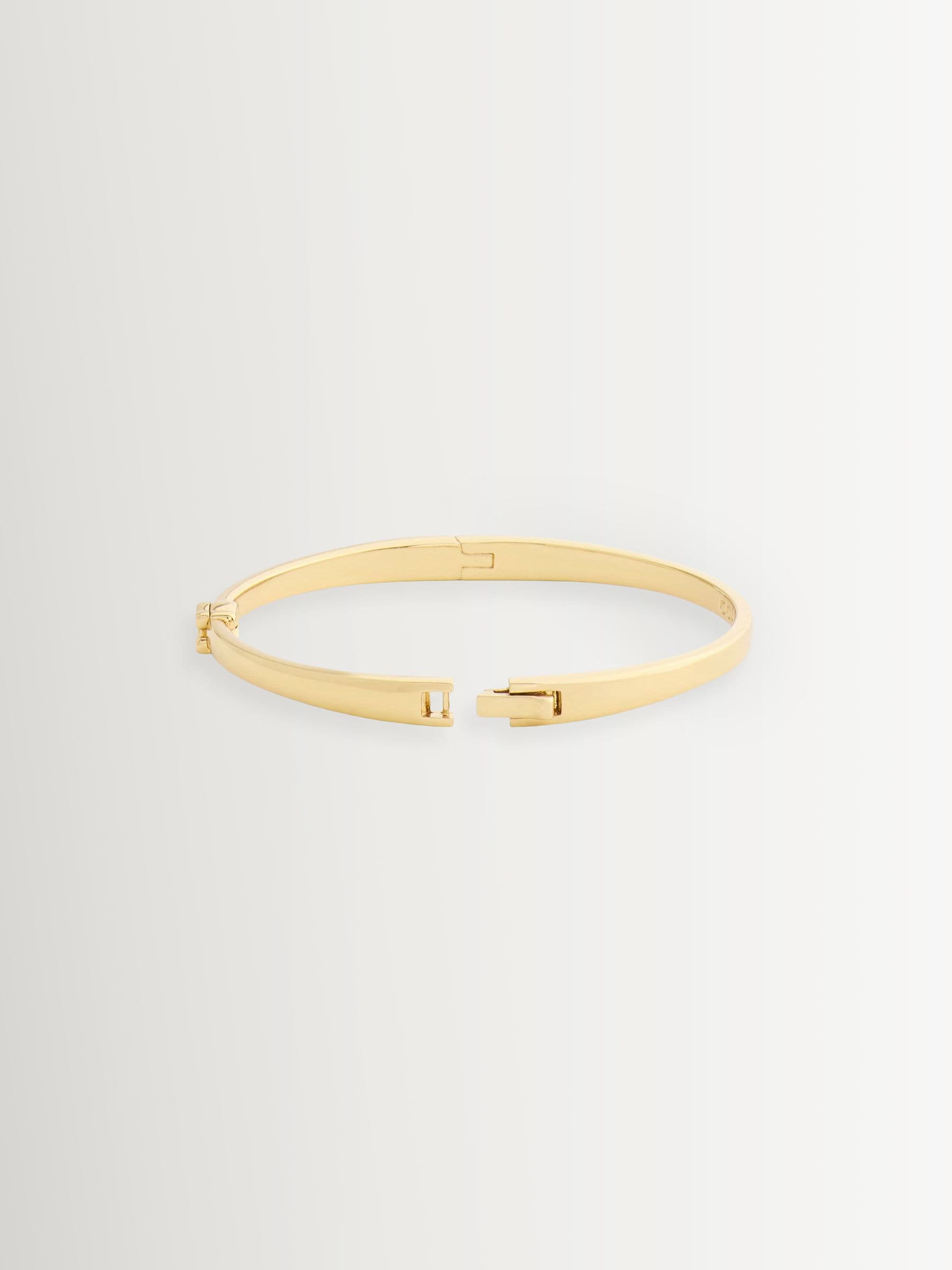 Minimal Hinged Bangle Bracelet with Sculpted C Hardware in Brass