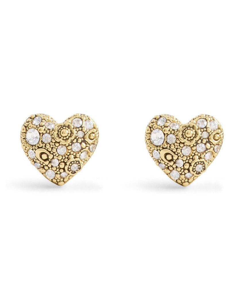 COACH Gold Tone Signature C Pavé Padlock Stud Boxed Earrings