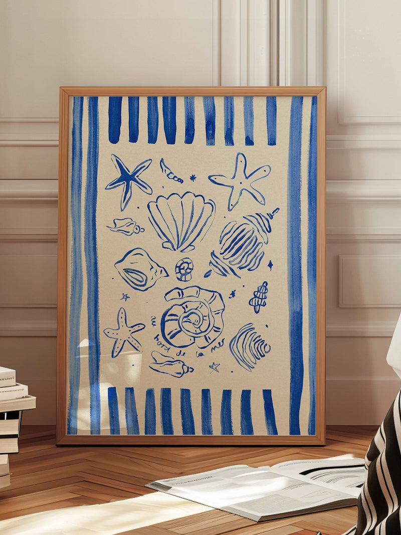 We Are Proper Good Blue Seashells art print, imported from the UK