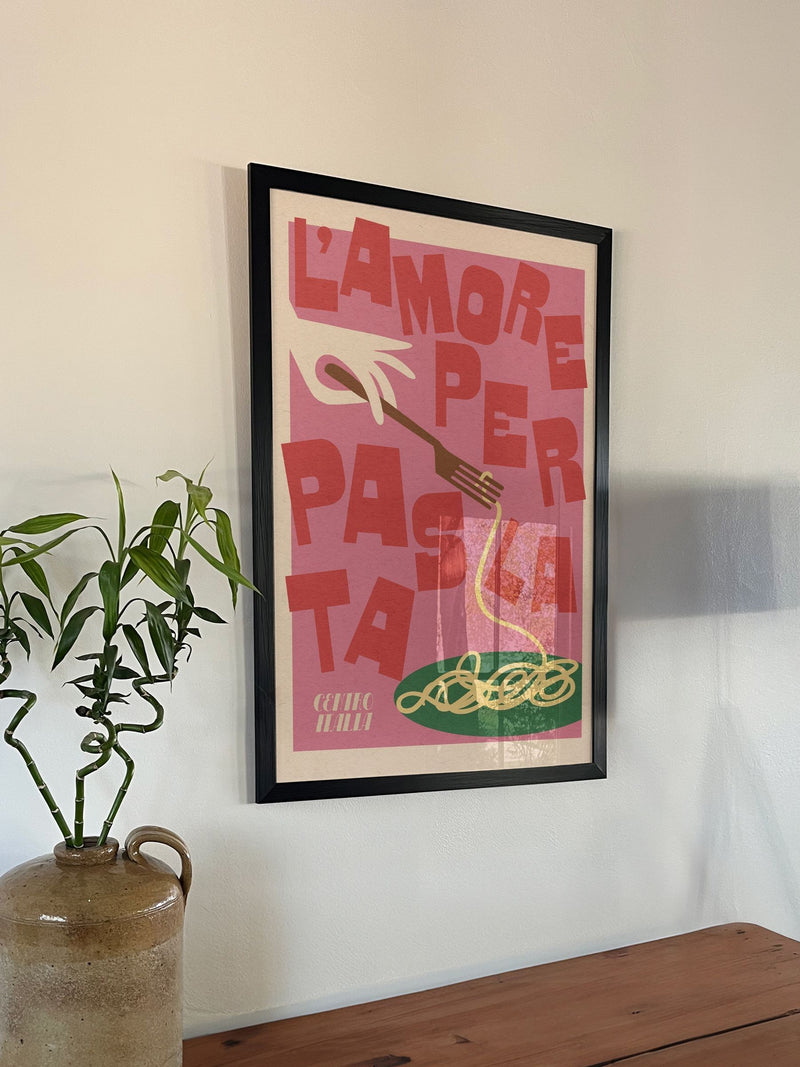 We Are Proper Good pink pasta love art print (British brand)