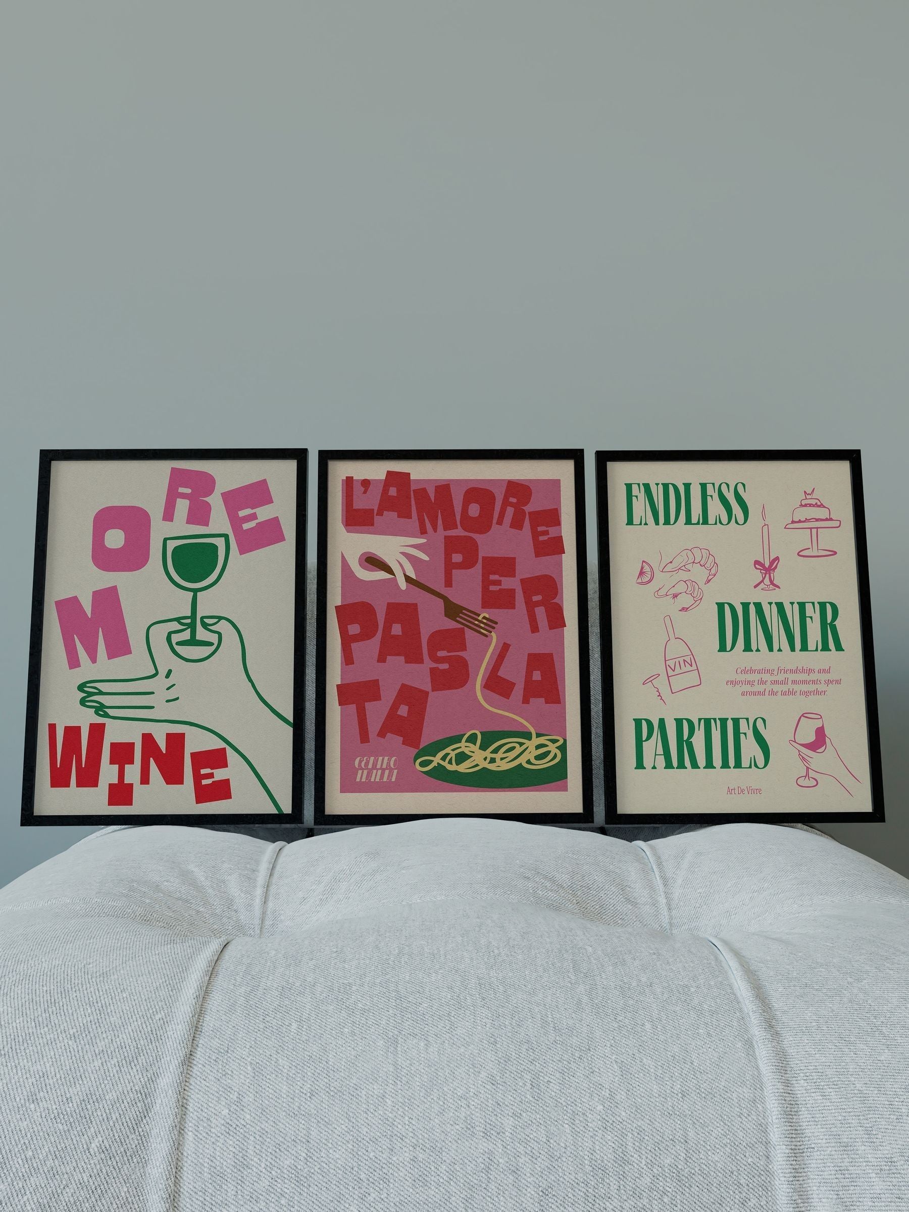 We Are Proper Good pink kitchen gallery wall art set (British brand)