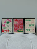 We Are Proper Good pink kitchen gallery wall art set (British brand)