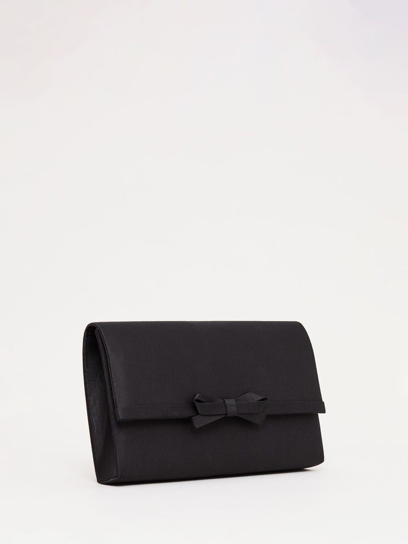 Phase Eight black grosgrain bow clutch, UK version