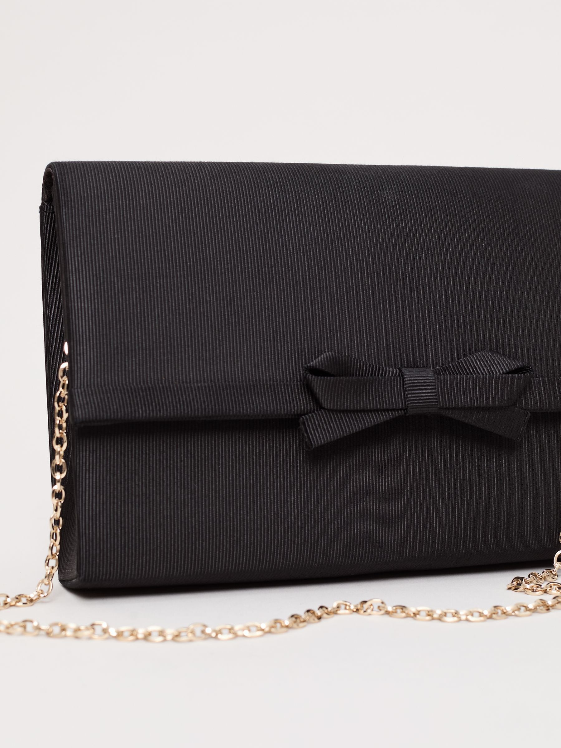 Phase Eight black grosgrain bow clutch, UK version