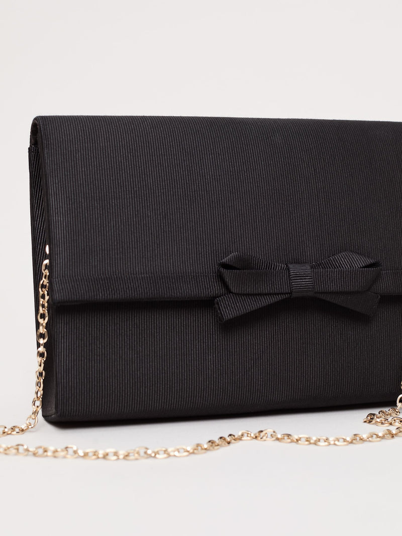 Phase Eight black grosgrain bow clutch, UK version