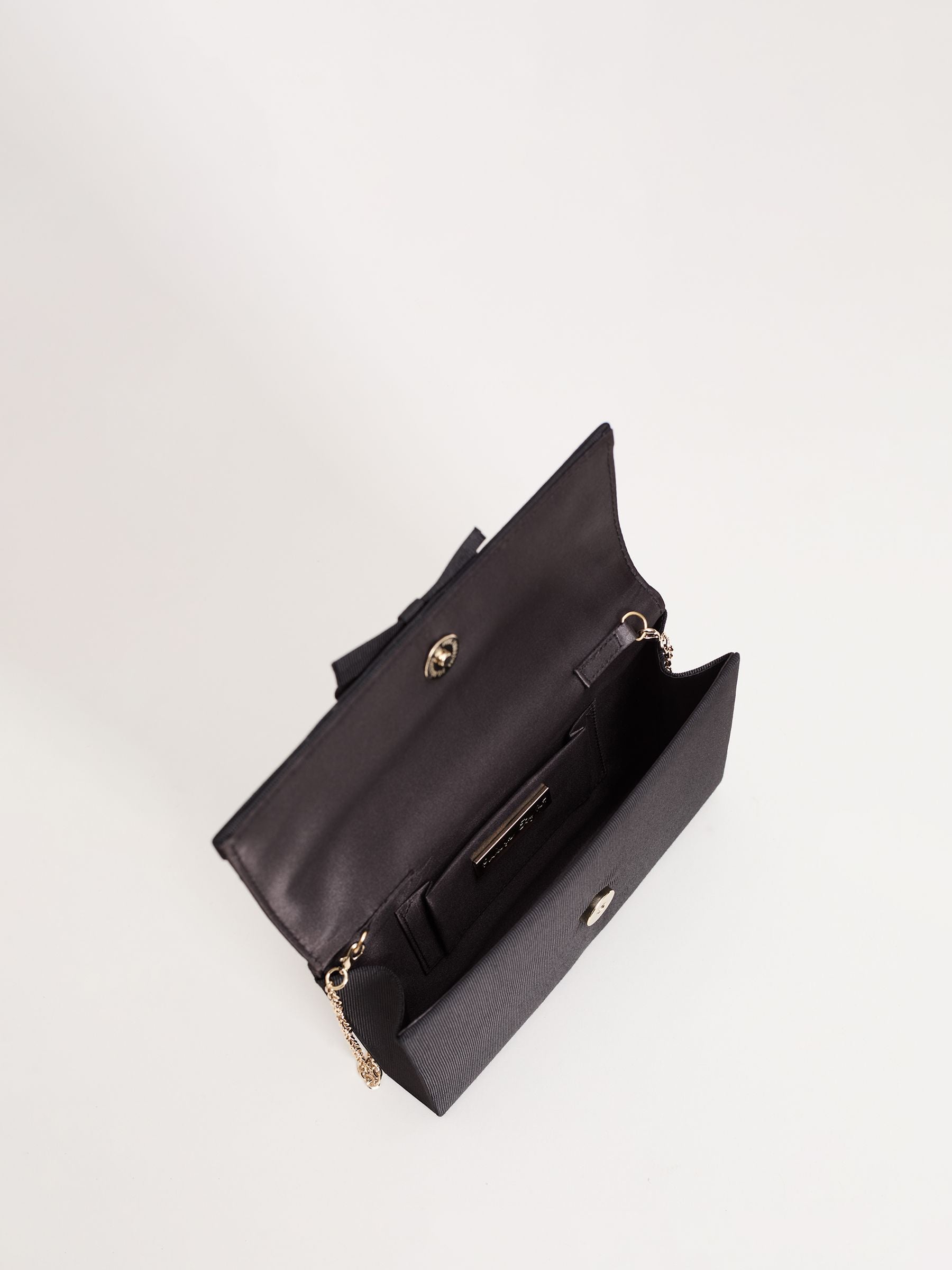 Phase Eight black grosgrain bow clutch, UK version