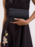 Phase Eight black grosgrain bow clutch, UK version