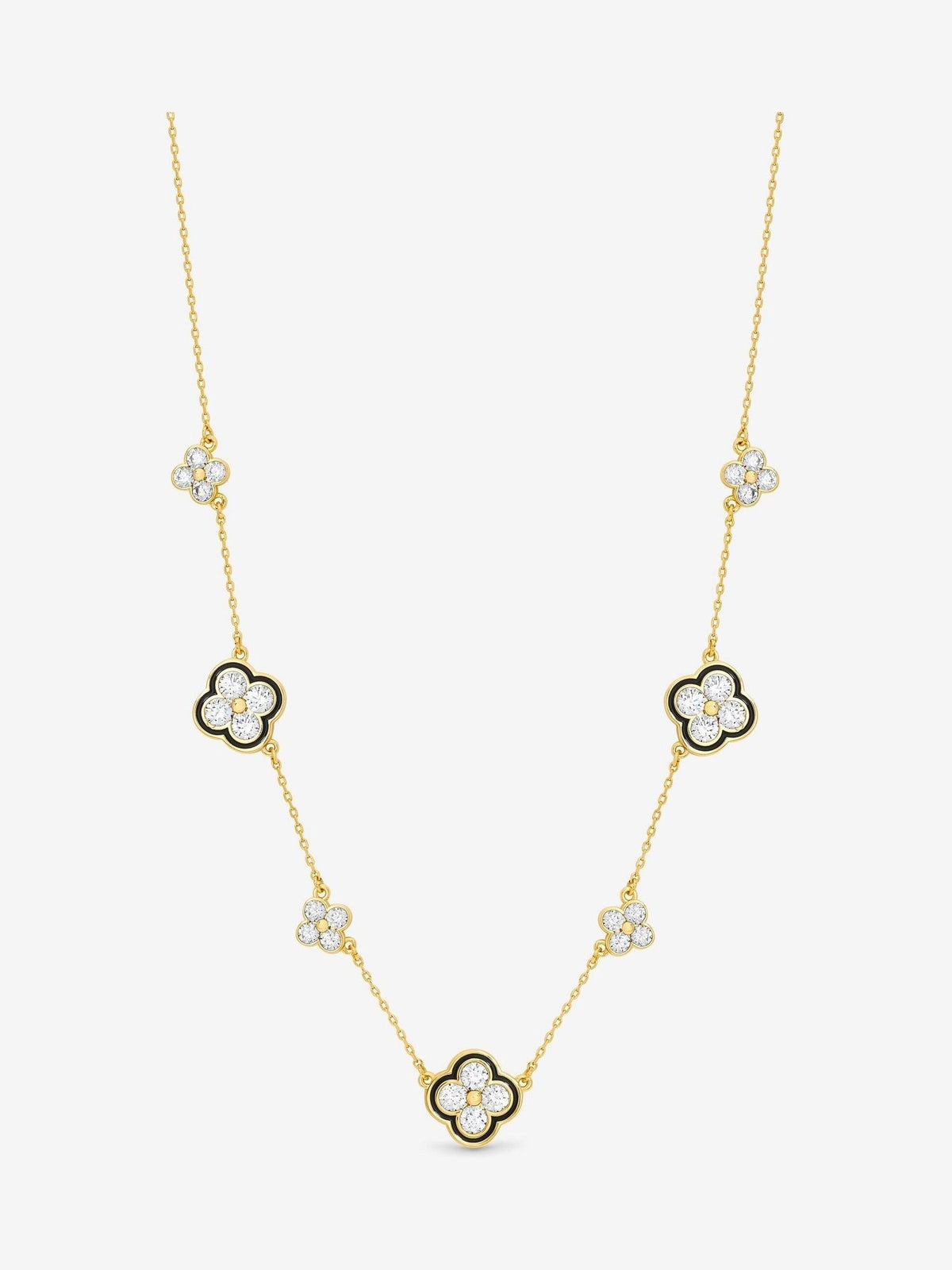 Jon Richard black jet crystal clover necklace 16 inch, UK version