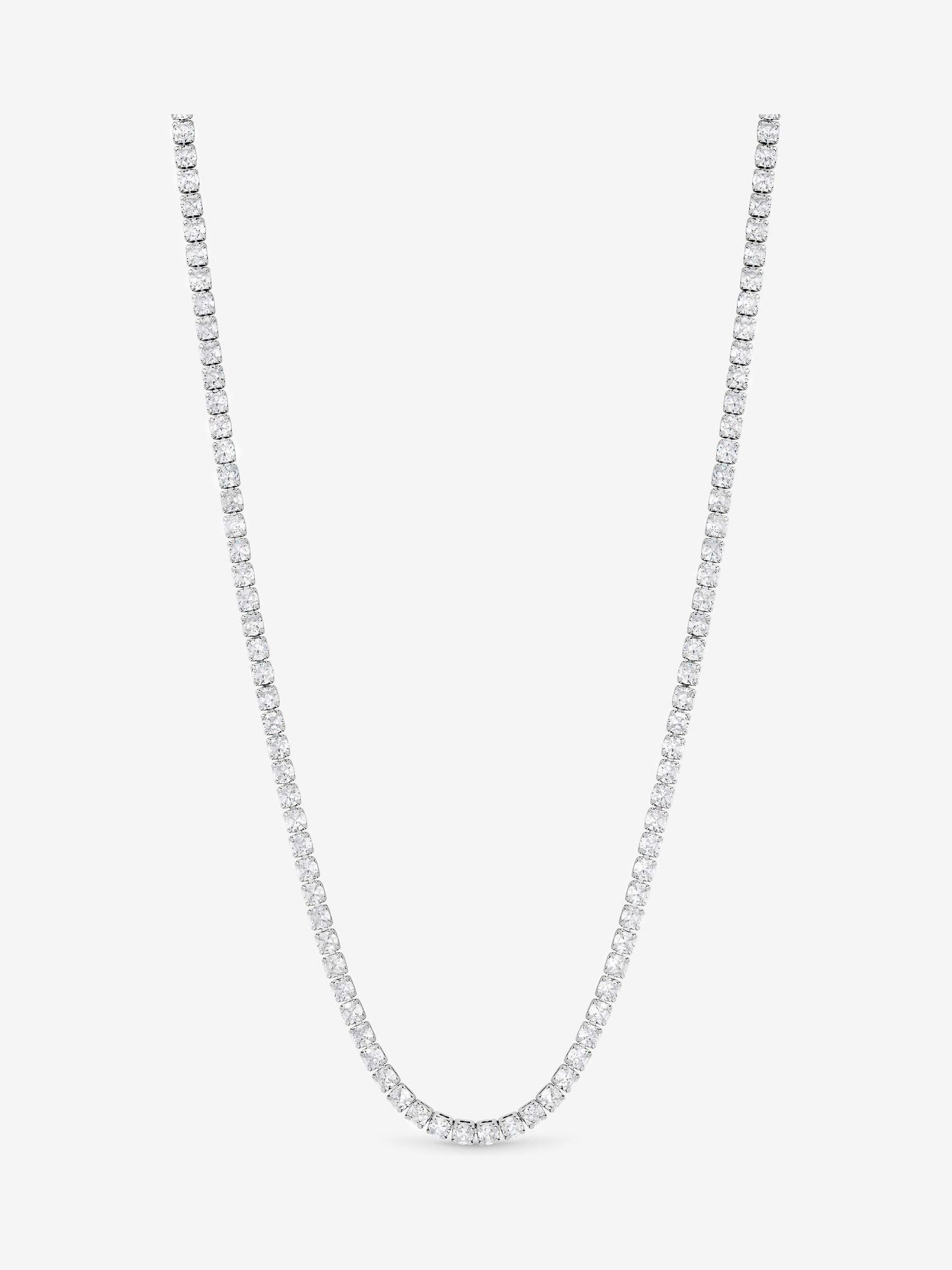 Jon Richard silver tone cubic zirconia tennis necklace 406.4mm, UK version