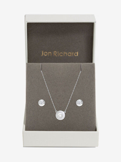 Next Silver Plated Crystal Bezel Necklace and Earrings Jewellery Set- Buy online at McGrocer