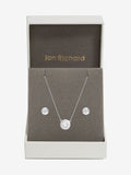 Silver Plated Crystal Bezel Necklace and Earrings Jewellery Set
