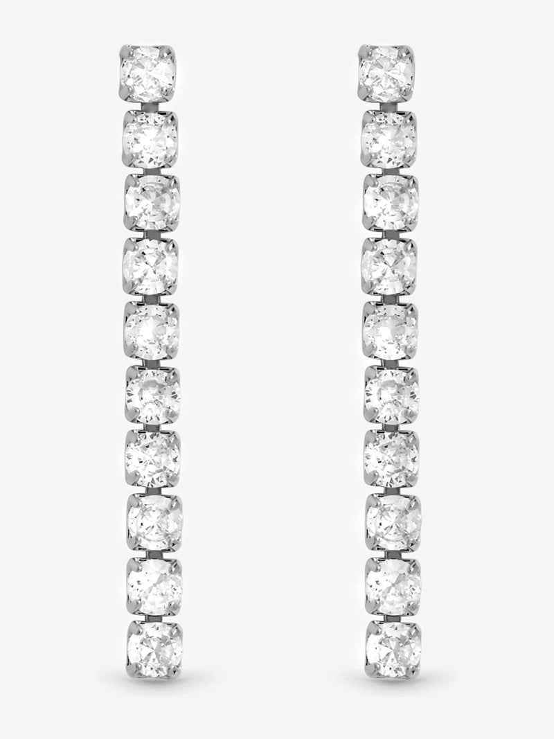 Jon Richard silver tone cubic zirconia earrings 3mm x 33mm, UK version