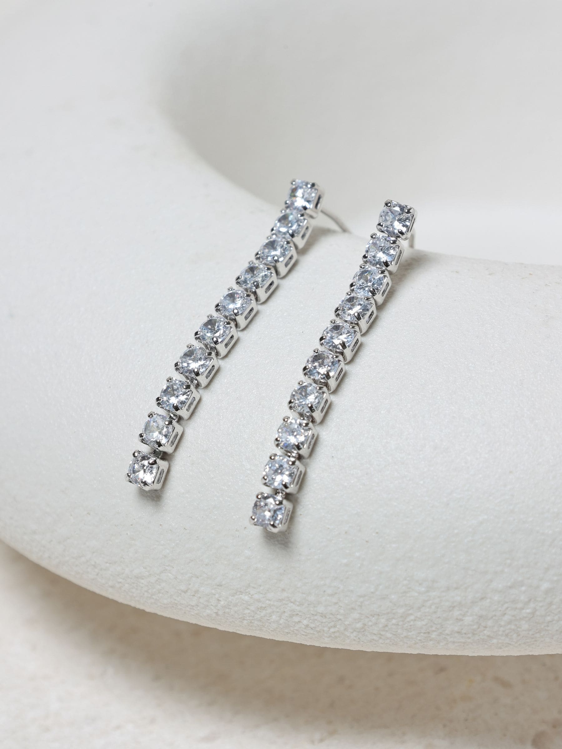 Jon Richard Silver Tone Cubic Zirconia Round Tennis Earrings