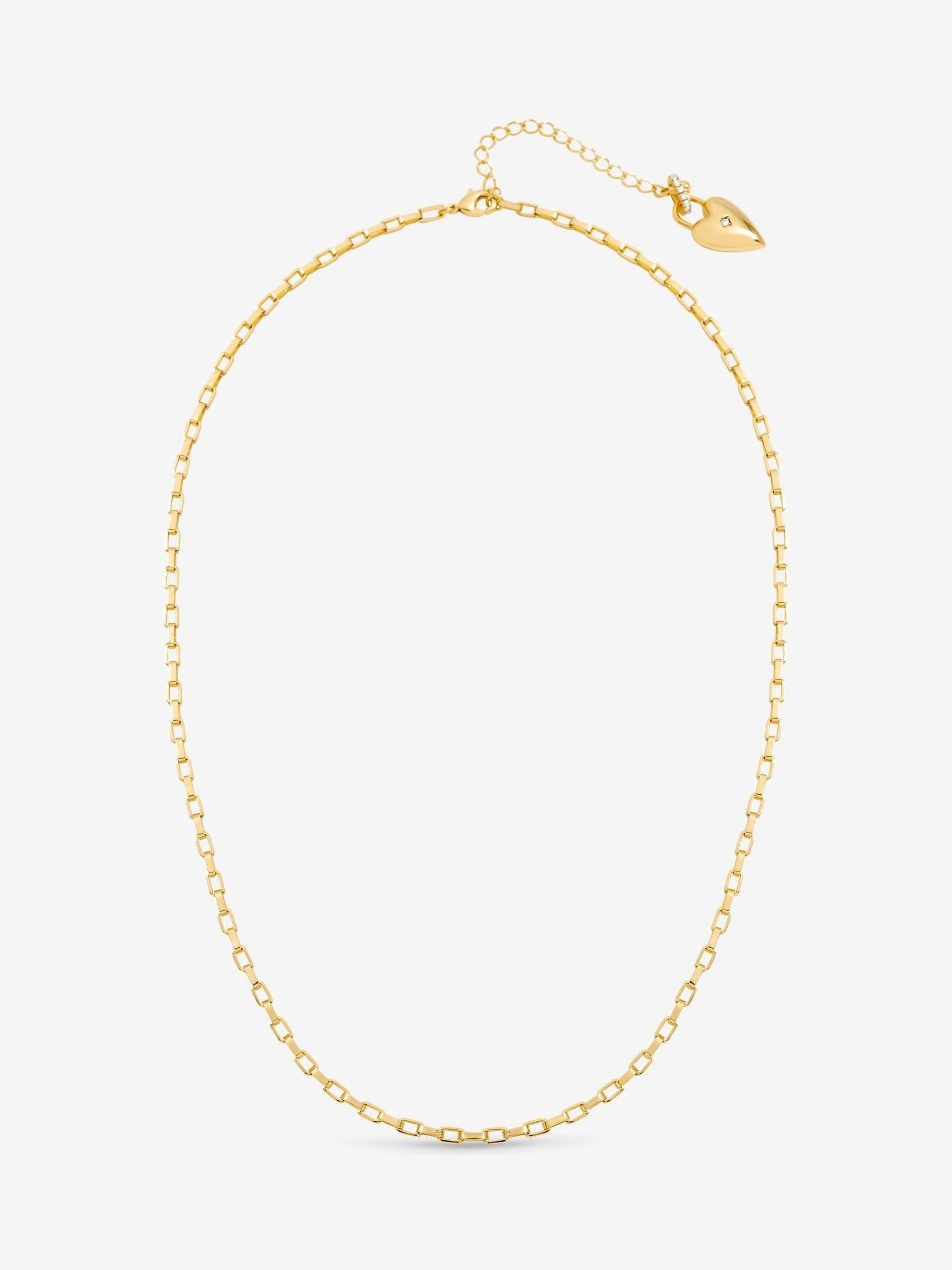 Gold Plated Cubic Zirconia Heart Pendant Necklace with 18 Inch Chain