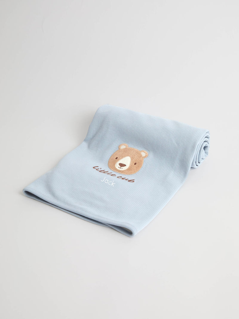 JoJo Maman Bébé Bear Cub personalised jersey shawl - British product