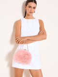 Lipsy Blush Pink Feather Top Handle Clutch Bag