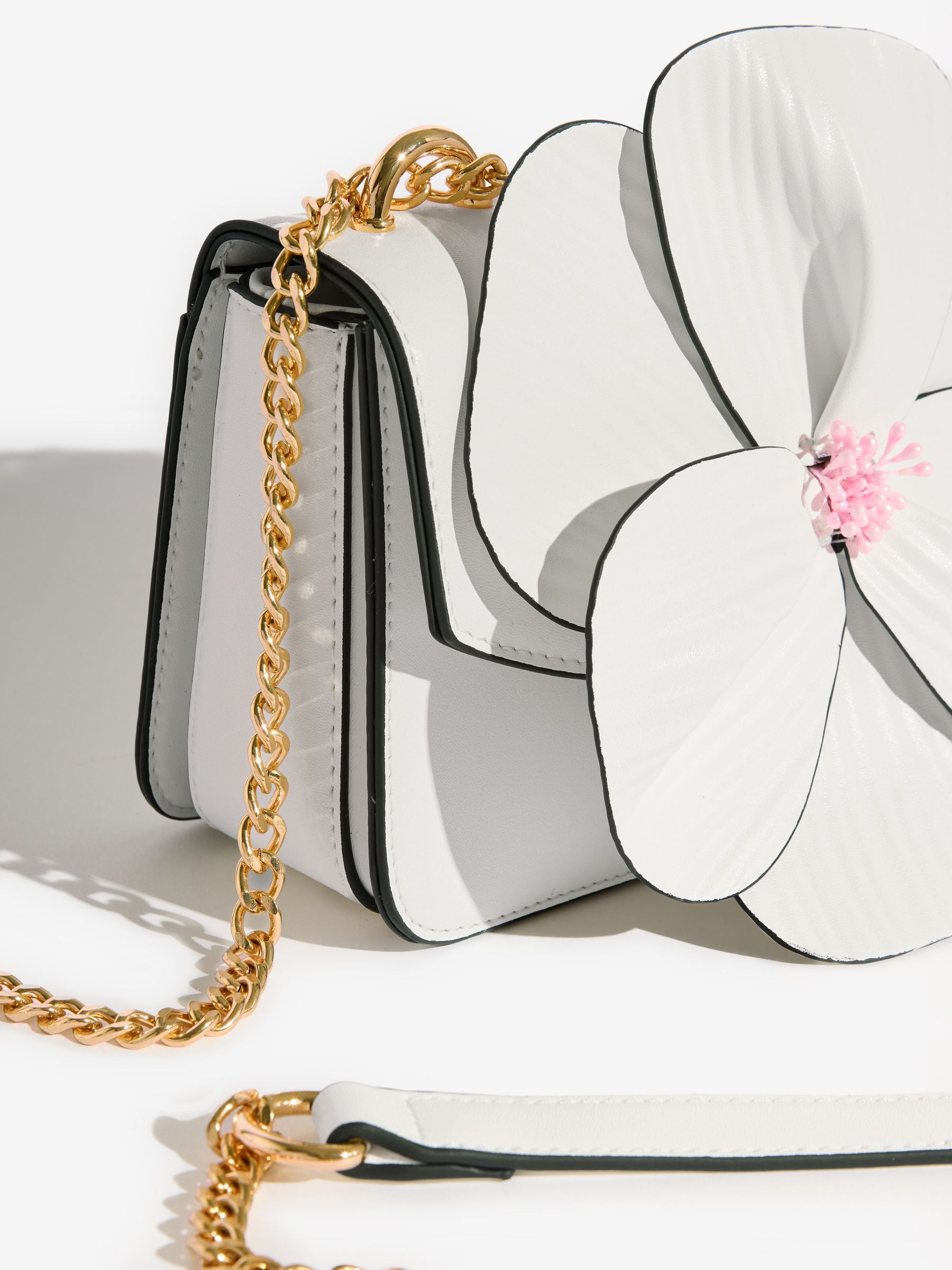 Friends Like These white 3D floral chain shoulder bag, UK version