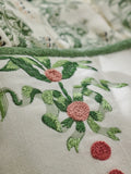 Cath Kidston green heraldry embroidered ruffle edge cushion 45cm - British product