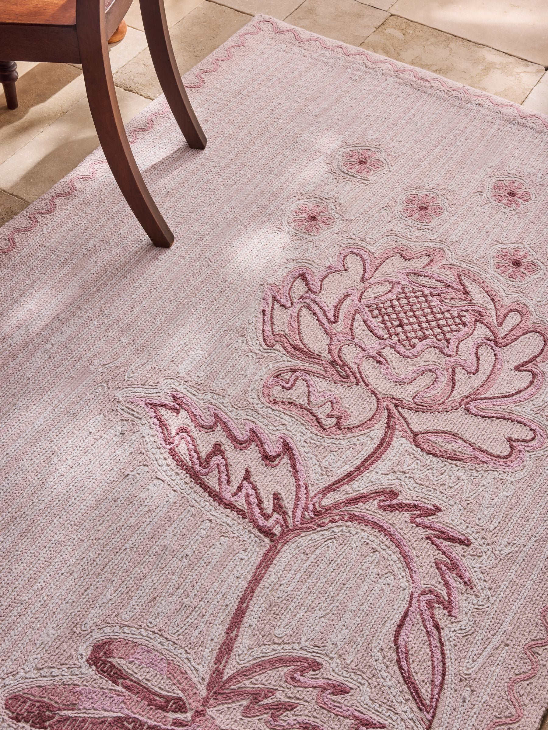 Cath Kidston pink Spitalfields Rose rug - British product