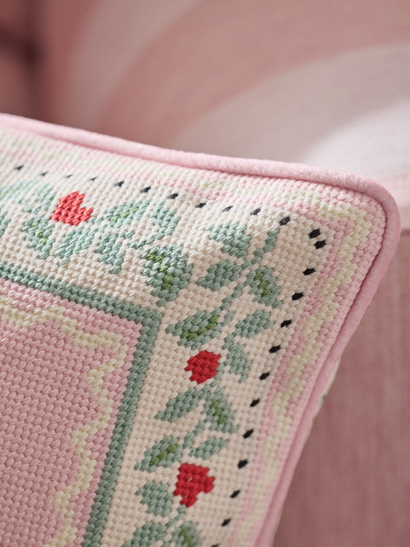 Cath Kidston pink needlepoint cushion with slogan, UK version