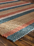 FatFace red blue stripe jute flatweave rug, UK version