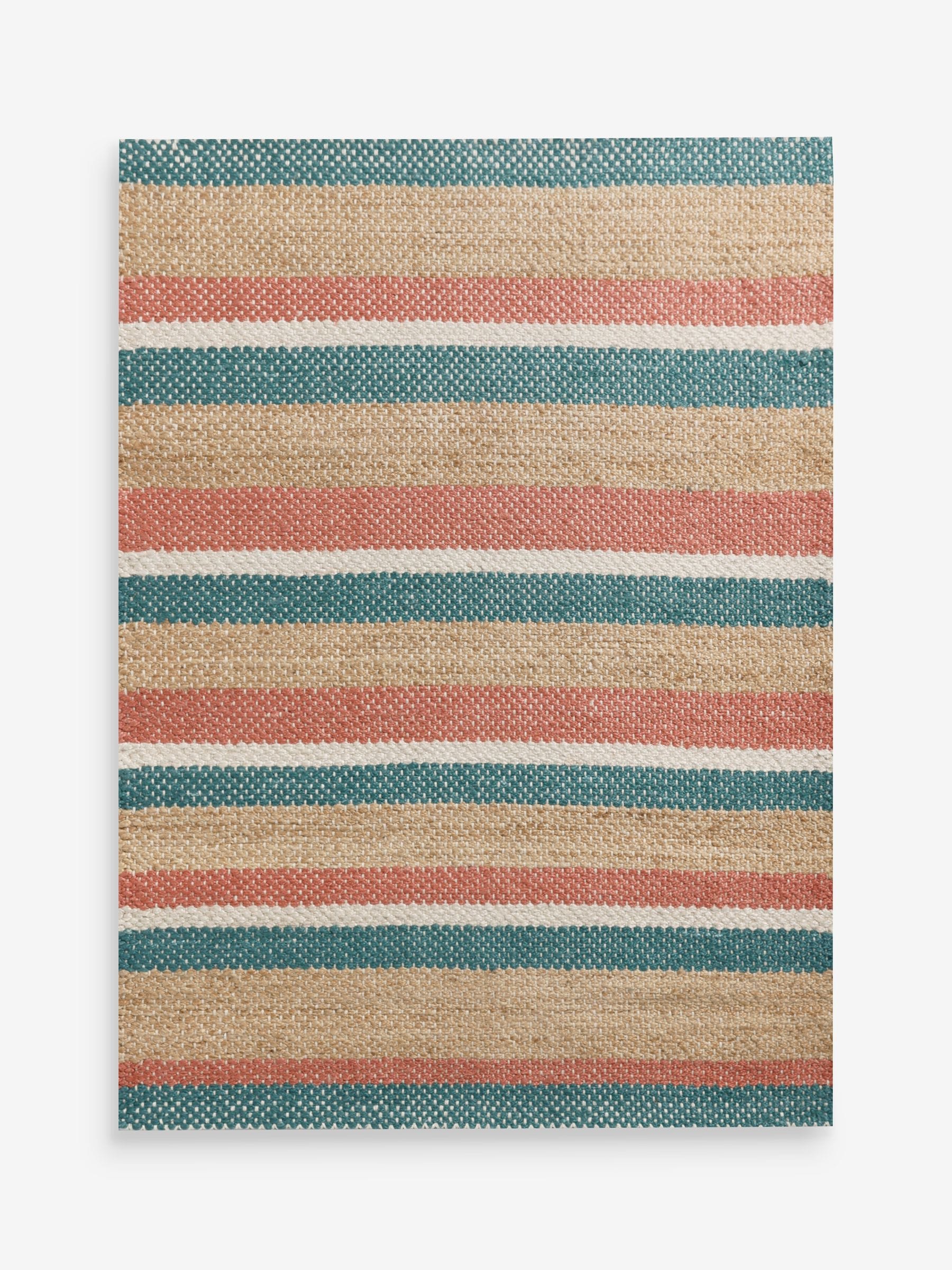 FatFace red blue stripe jute flatweave rug, UK version