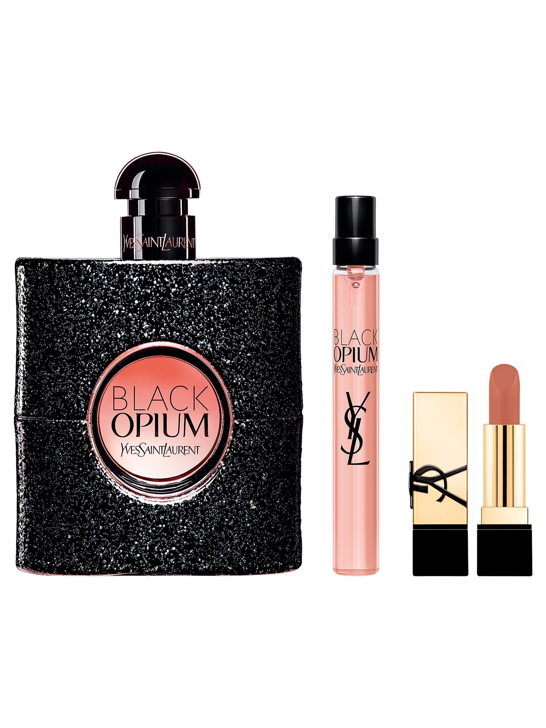 Yves Saint Laurent Black Opium Eau de Parfum 90ml and 10ml with Mini Rouge Pur Couture Nude Muse Lipstick Gift Set