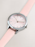 Pink analogue leather watch adjustable strap 16-20cm - British product