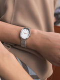 Silver tone oval case mesh watch 2.5cm, UK version