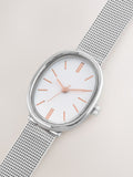 Silver tone oval case mesh watch 2.5cm, UK version