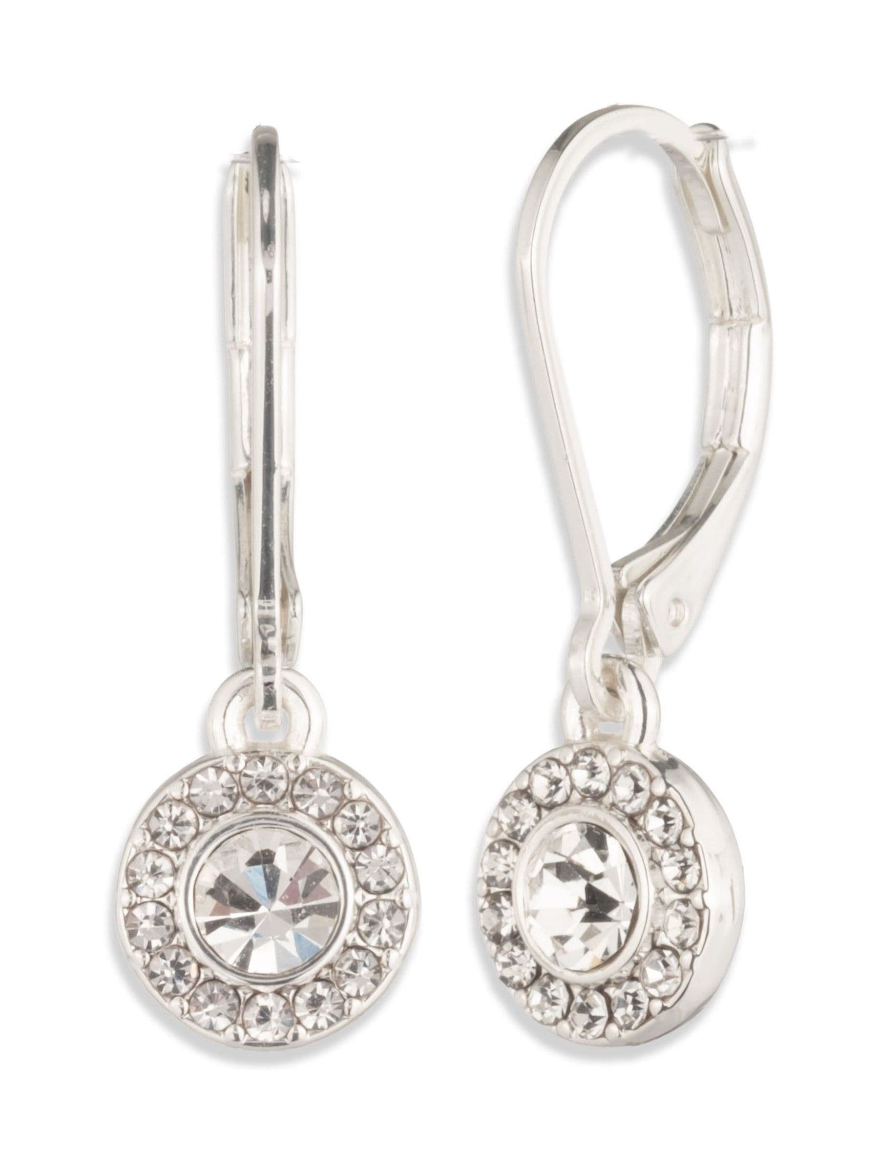 Lauren Ralph Lauren silver crystal pave drop earrings imported from the UK