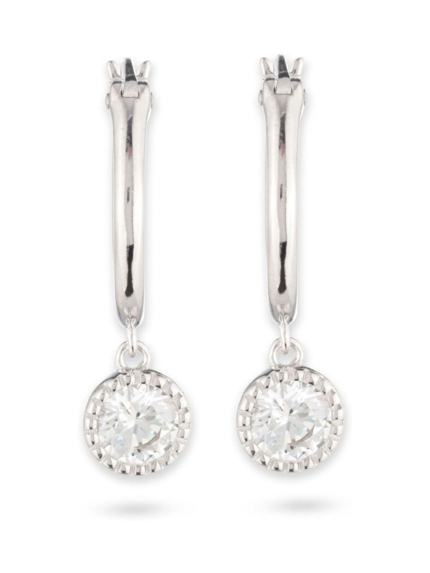 Lauren Ralph Lauren silver crystal pave drop earrings imported from the UK