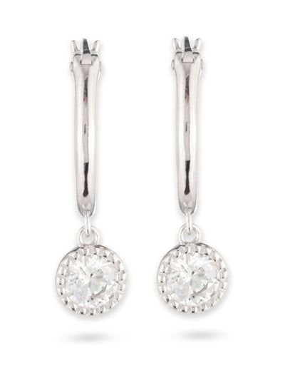 Next Lauren Ralph Lauren Silver Tone Crystal Pave Drop Earrings- Buy online at McGrocer