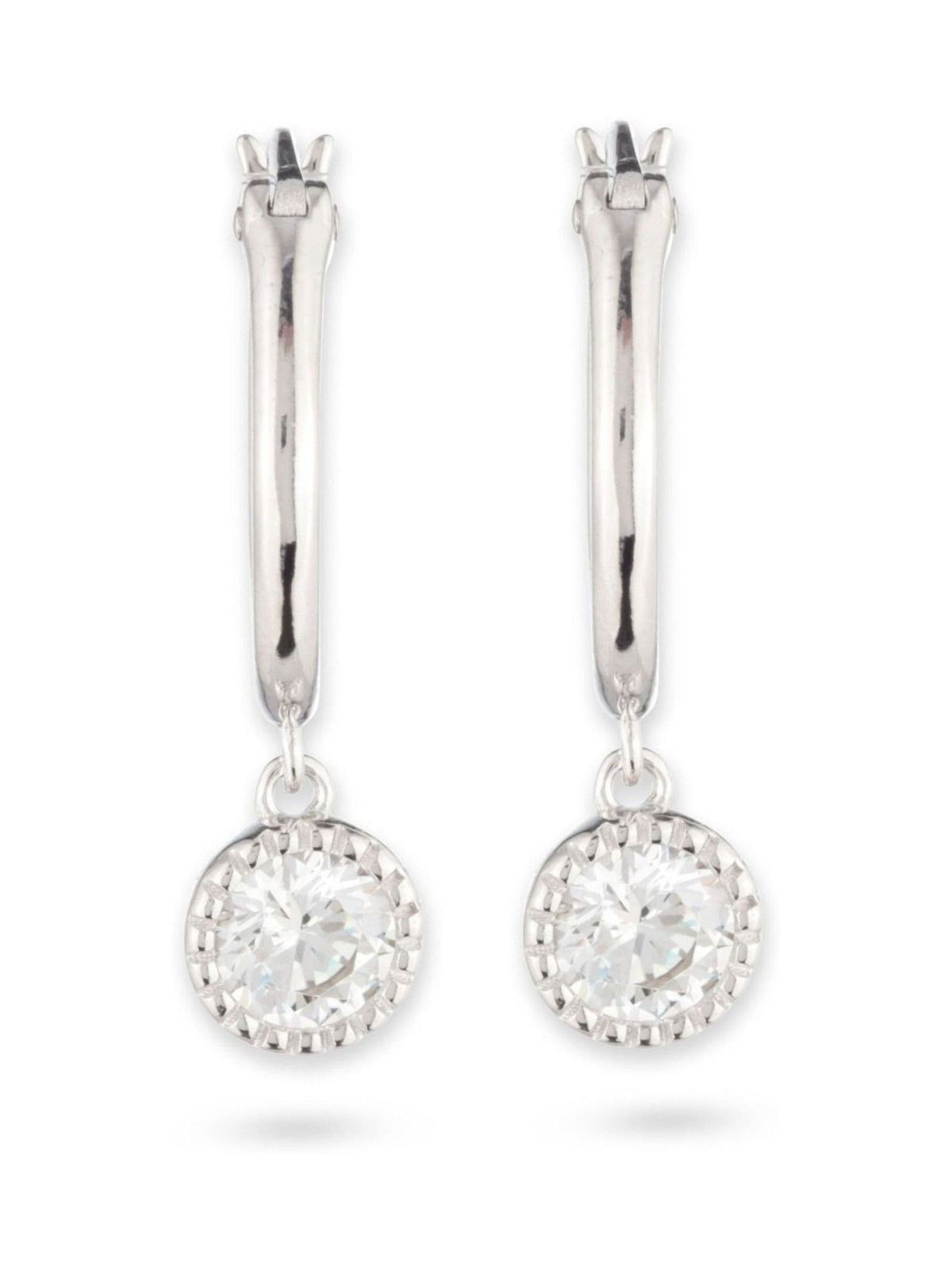 Lauren Ralph Lauren silver crystal pave drop earrings imported from the UK