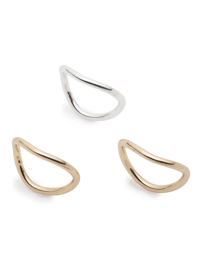 Gold and Silver Two-Tone Sculptural 3 Ring Set