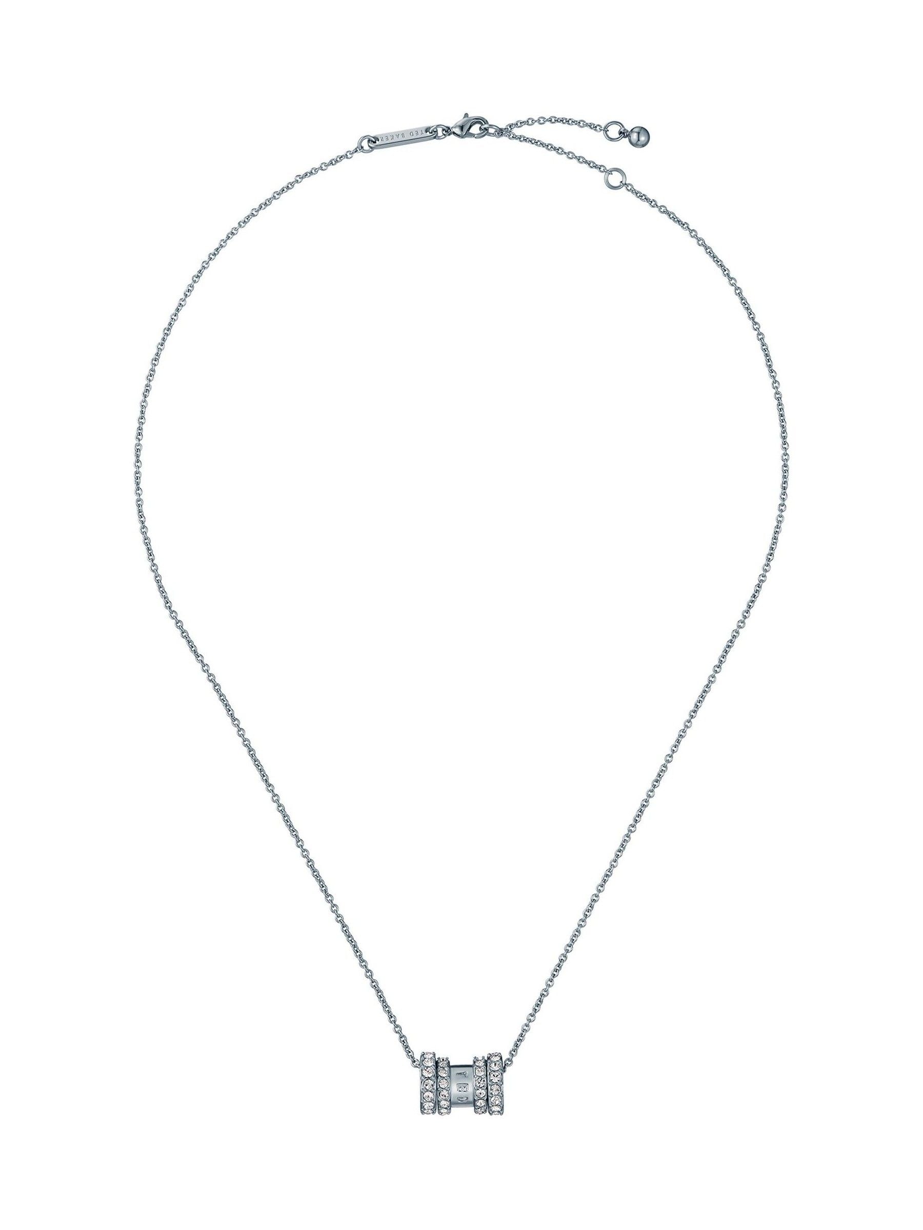 Ted Baker Romie Roll multi pendant necklace with silver tone and clear crystals (British brand)