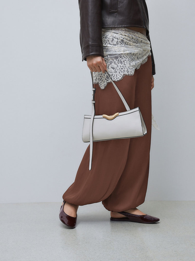 Bone hardware detail shoulder bag, imported from the UK