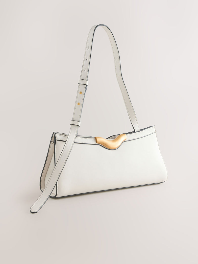Bone hardware detail shoulder bag, imported from the UK