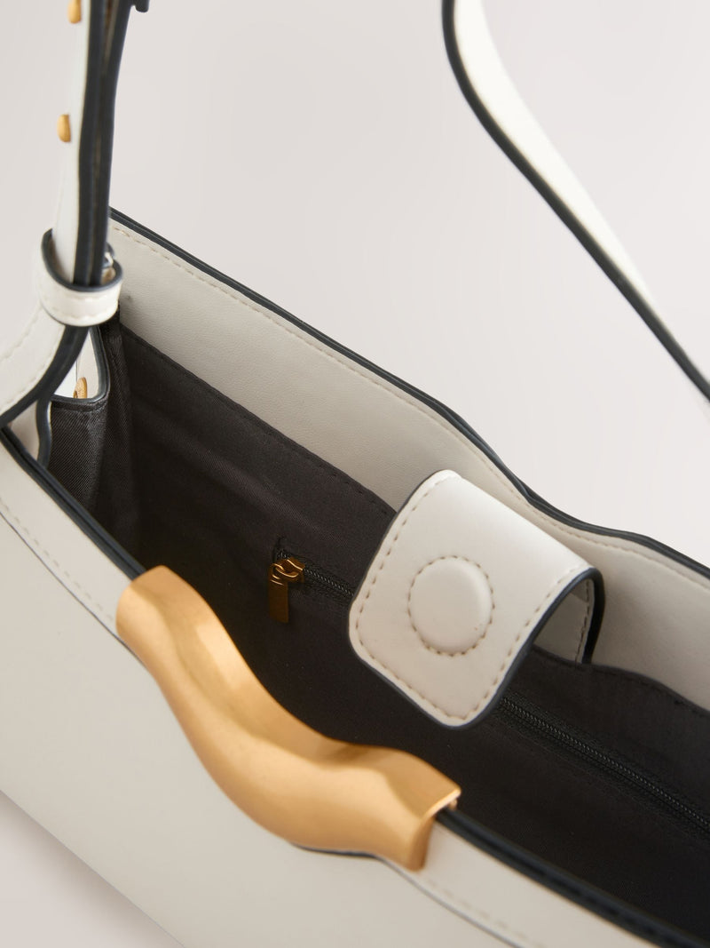 Bone hardware detail shoulder bag, imported from the UK