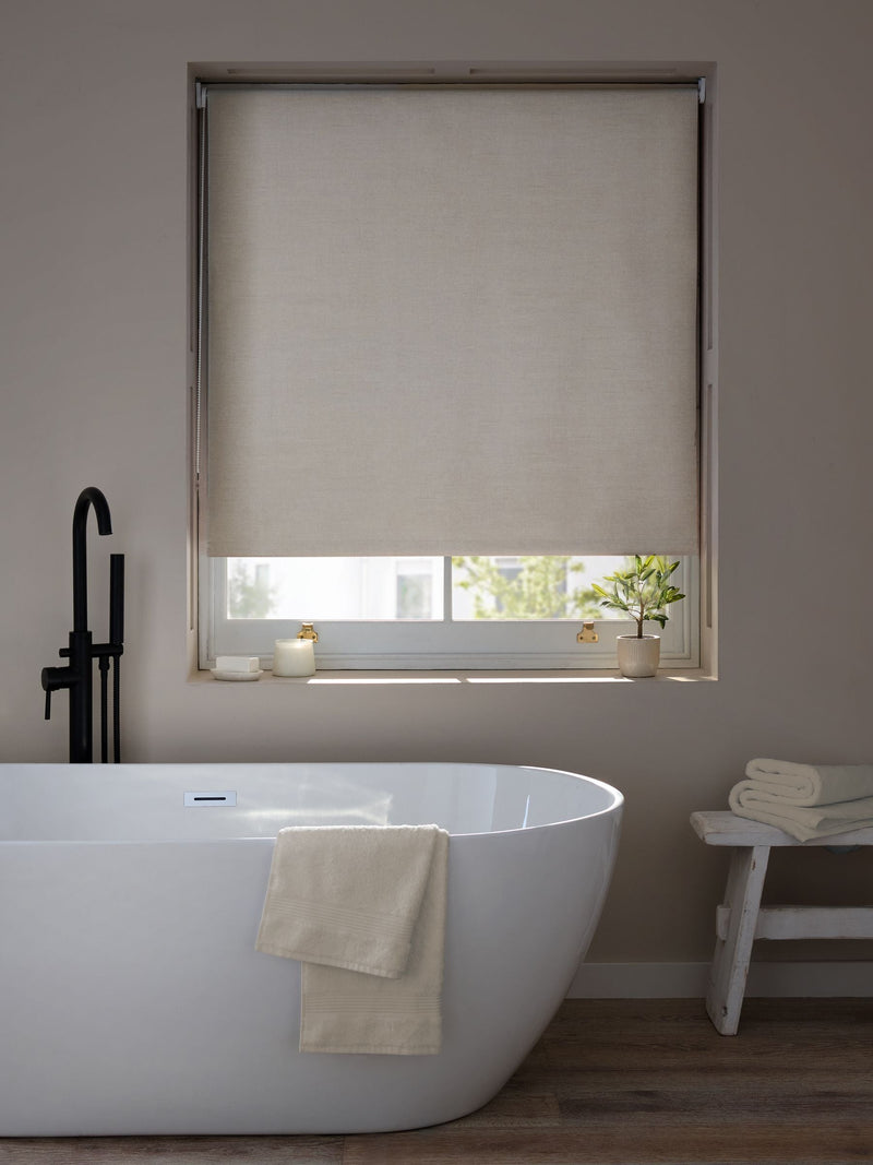 Natural light textured moisture resistant roller blind - British product