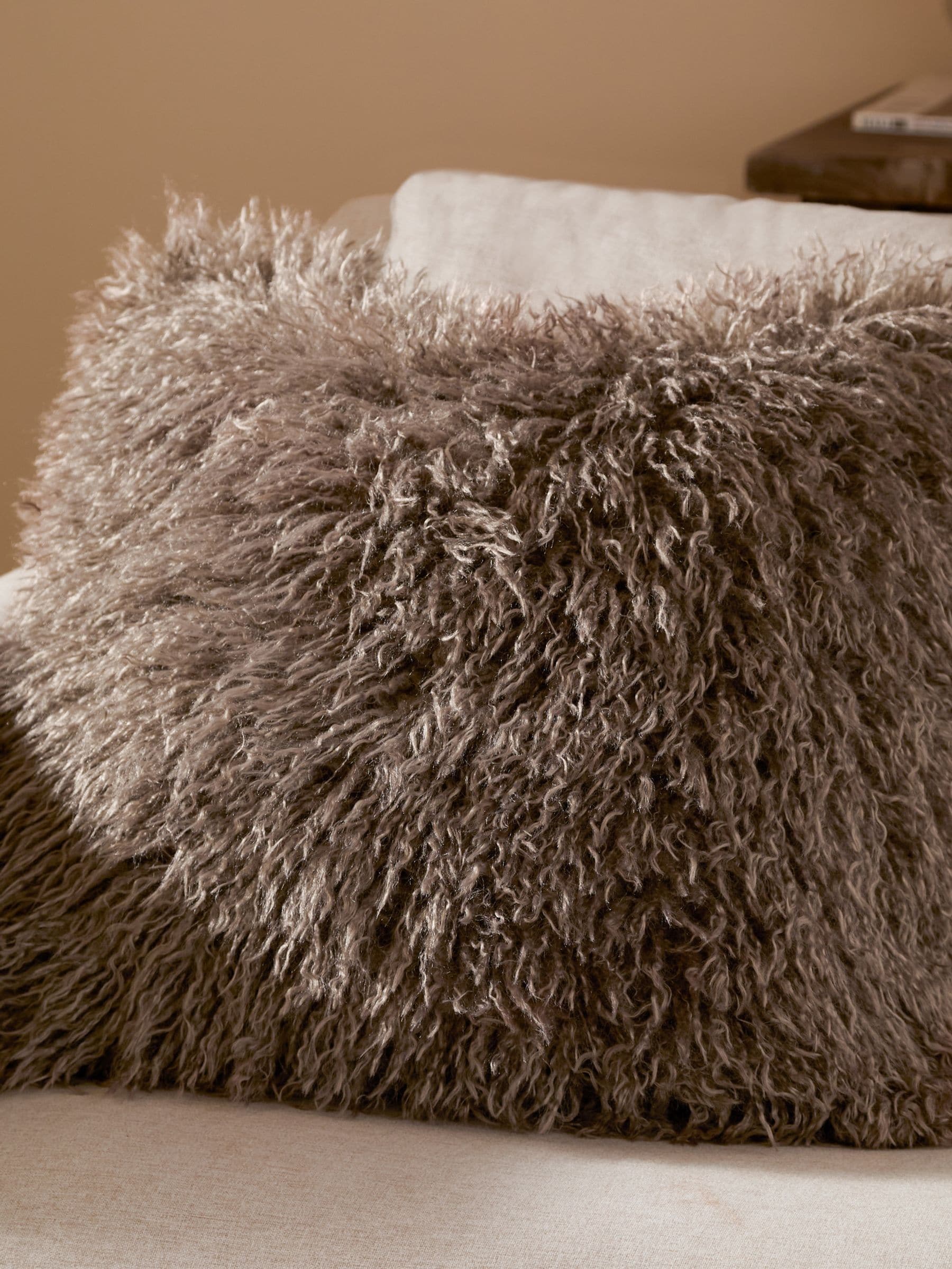 Furn Mocha Brown Rowan Faux Fur Cushion