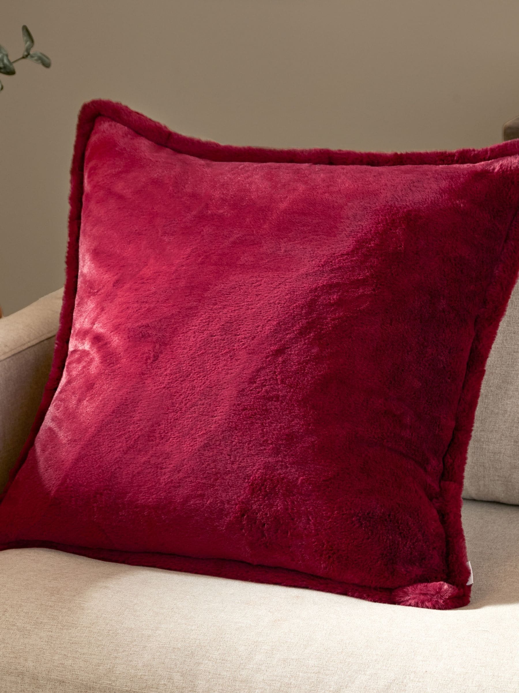 Furn Berry Red Kallu Faux Fur 59 x 59cm Cushion