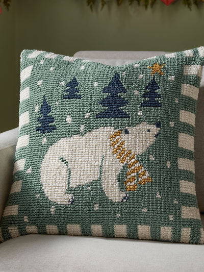 Next Furn Frosty Blue Christmas Polar Bear Tufted Cushion 45x45cm- Buy online at McGrocer
