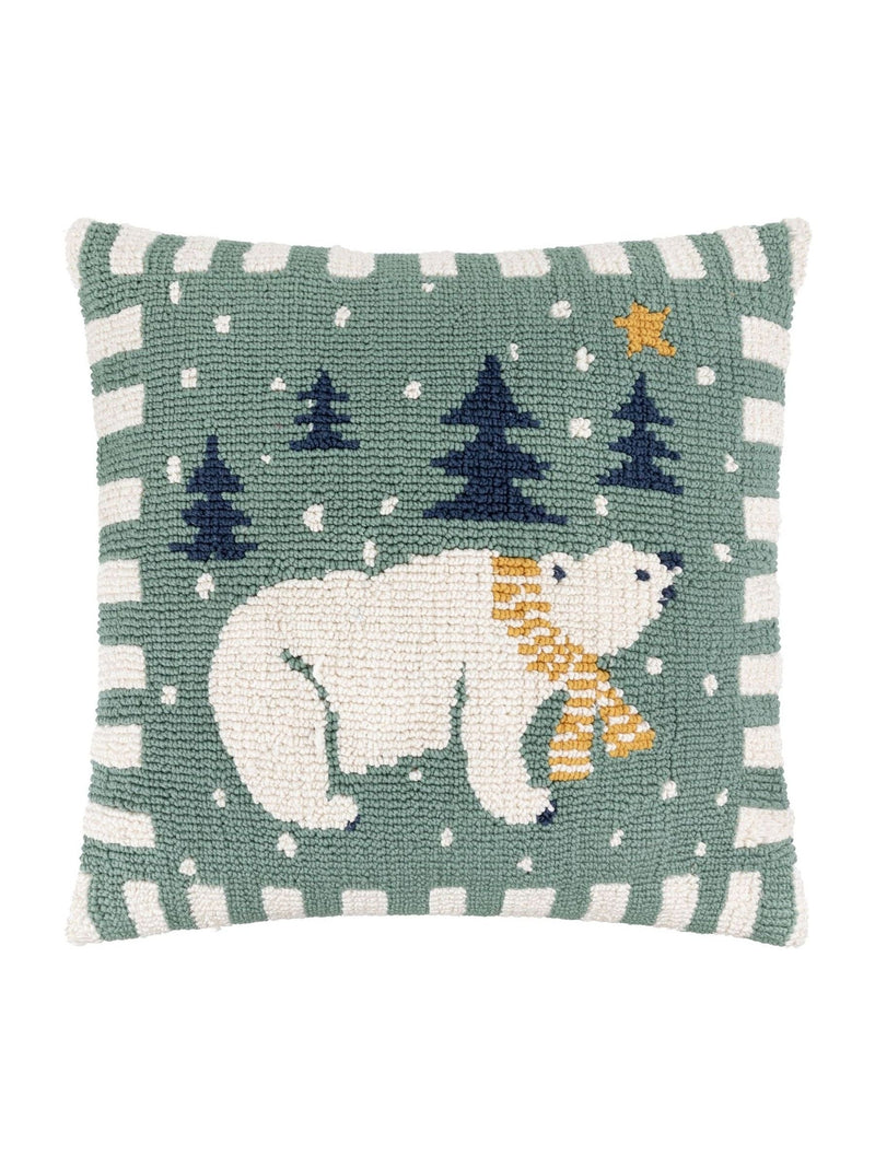 Furn Frosty Blue polar bear tufted cushion 45cm, UK version